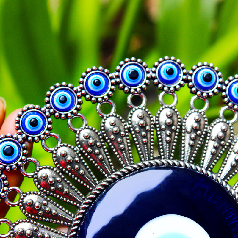 Creative Wall Hanging Living Room European Style Silver Metal Vintage Blue Turkish Eye Decorations Wall Pendant
