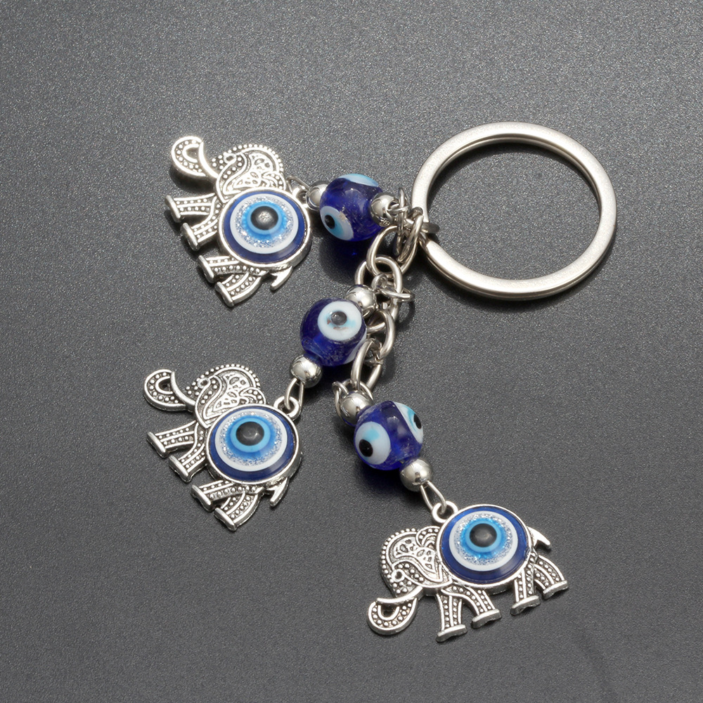 Foreign Trade Blue Eye Keychain Lucky Elephant Pendant Keychain Devil's Eye Pendant Handbag Pendant