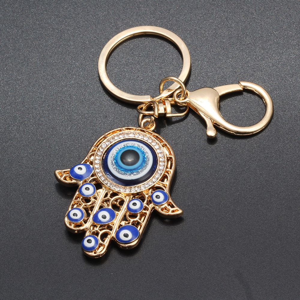 Hand of Fatima Keychain Metal Ornament Palm Pendant Bag Pendant Accessories Evil Eye Key Pendant