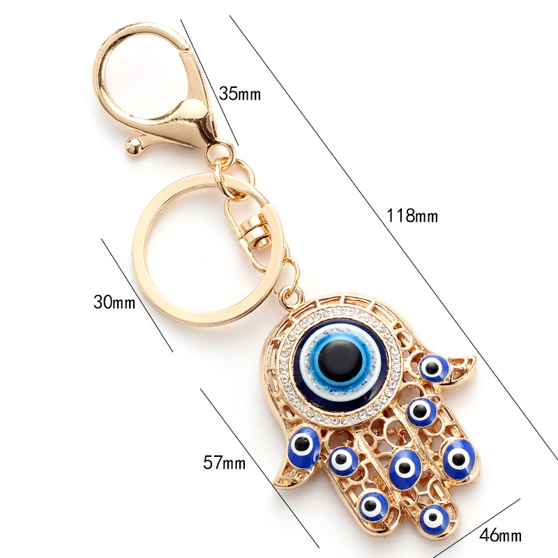 Hand of Fatima Keychain Metal Ornament Palm Pendant Bag Pendant Accessories Evil Eye Key Pendant