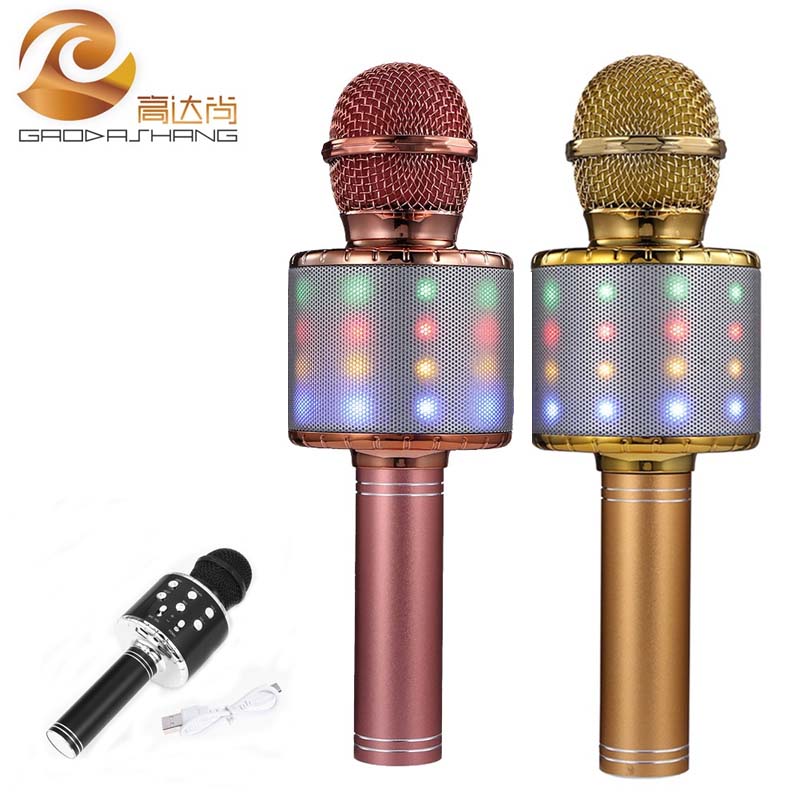 new ws858l wireless bluetooth microphone audio microphone integrated k-song god with lamp microphone for home use