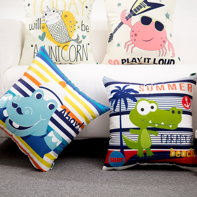 Cartoon Pattern Plush Pillow High Elastic Pp Cotton Sofa Cushion Dining Room Car Seat Cushion Bedroom Pillow Pillowcase