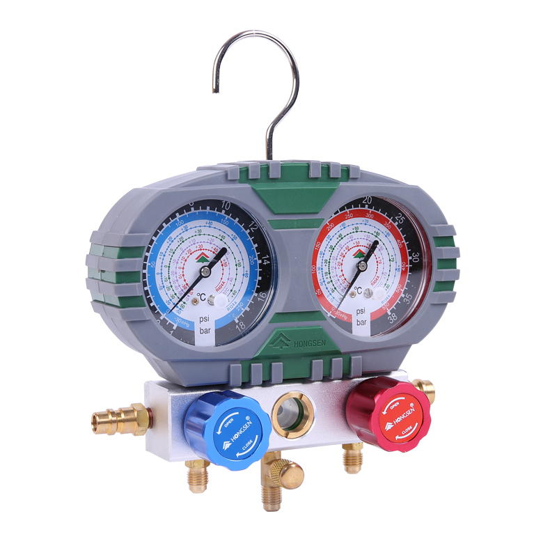 hongsen refrigerant liquid adding dual meter set air conditioner fluorine adding tool / snow refrigerant meter / automobile air conditioner fluorine adding meter