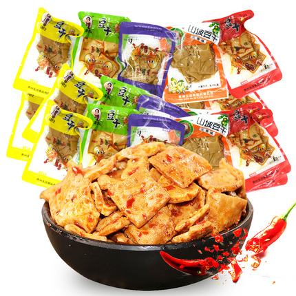 贵州山坡豆干多口味网红零食五香豆腐干整箱散装麻辣小包装特产