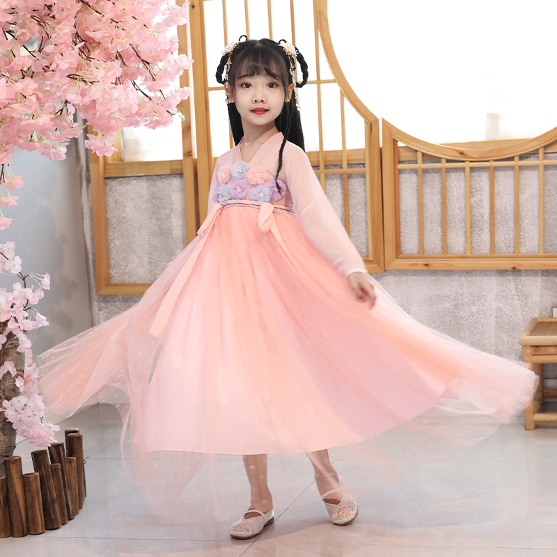 Children's Hanfu Girl Costume Fairy Elegant 12-year-old Girl Autumn Super Fairy Skirt Chinese Style Trailing Dress