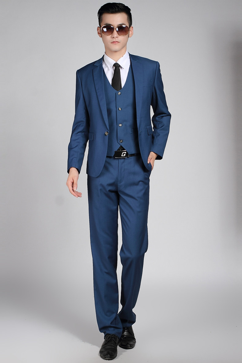 银灰色西服套装休闲男婚纱摄影楼演出礼服修身商务新郎伴郎西装潮