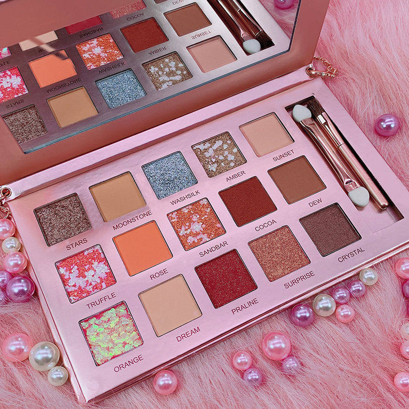 เครื่องสำอาง อายแชโดว์ 德国小众独角兽超火ins项链眼影盘 闪粉亮片大地色哑珠光国货平价  