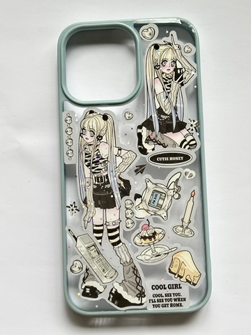 Anime Punk/Goth Girls Decal Sticker Zebra Print 15, 14, 13, 12, 11 iPhone Case