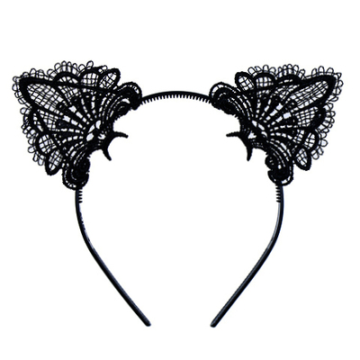 少女美屋蕾丝可爱猫耳朵发夹时尚俏皮发箍发卡发拢头饰头箍饰品女-淘宝网