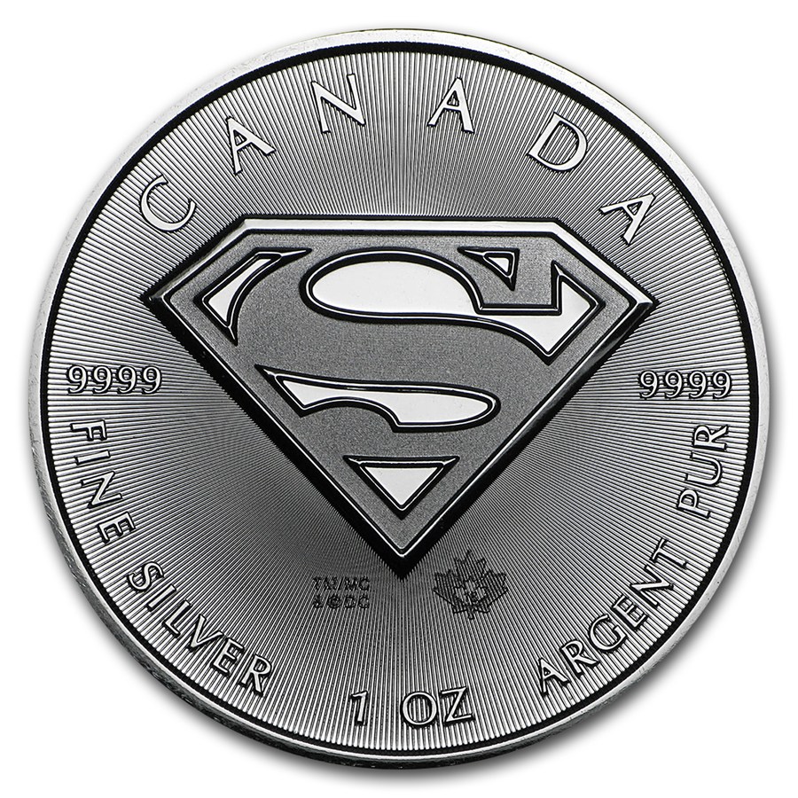 2016年加拿大枫叶银币含超人标志s 1盎司 国外纪念币