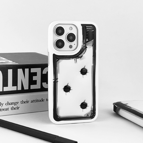 New 3D Graffiti Black Button Puffy Puffer Down Jacket Shock Absorbing 14, 13, 12 iPhone Case