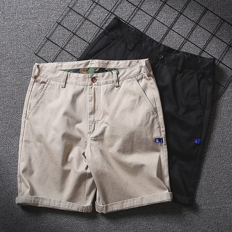 กางเกง 特价清仓 余文乐同款潮牌短裤男 潮流韩版修身休闲五分裤子  