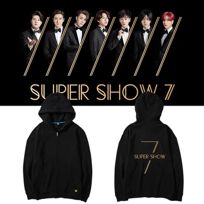 SUPER JUNIOR七巡SUPER SHOW 7演唱会周边同款卫衣加绒拉链帽开衫