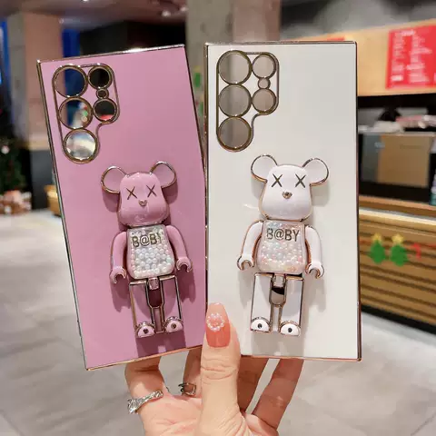 BearBrick Baby Electroplated Phone Cases Covers 3D Kickstand Function Galaxy S23, Galaxy S23 Plus, Galaxy S23 Ultra, Galaxy S22, Galaxy S22 Plus, Galaxy S22 Ultra, Galaxy S21, Galaxy S21 Plus, Galaxy S21 Ultra, Galaxy Note 20, Galaxy Note 20 Ultra, Galaxy A13 5G, Galaxy A23 5G, Galaxy A33 5G, Galaxy A53 5G, Galaxy A73 5G,