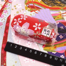 日本口红盒印章迷你宝石箱小首饰收纳盒绉绸和服面料原装未开封