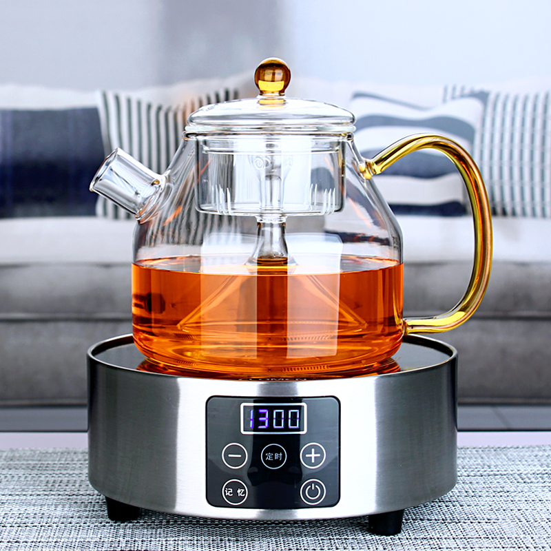 全玻璃蒸茶壶 带抽水自动上水电陶炉耐热玻璃茶壶 蒸汽煮茶器套装
