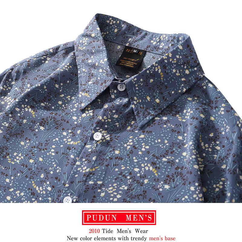 Spring and autumn new style retro Hong Kong-flavored floral shirt, female western style, Japanese drape design, full printed male long-sleeved shirt