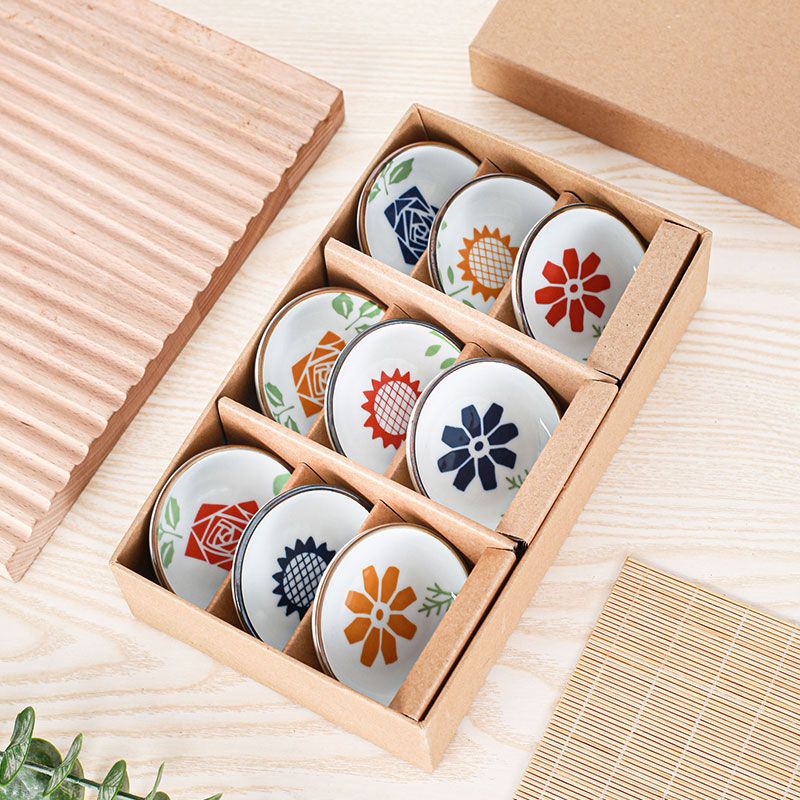 japanese-style household round dish saucer dish underglaze soy sauce dish printing side dish gift set