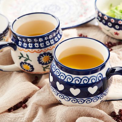 标题优化:孔雀羽PAWIE原装进口波兰创意陶瓷韩式情侣水杯咖啡牛奶杯茶具