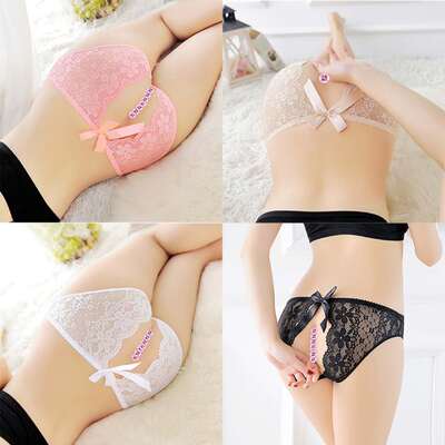 爱爱免脱后入内裤女蕾丝性感低腰情趣透明超薄日系少女三角内裤-淘宝网