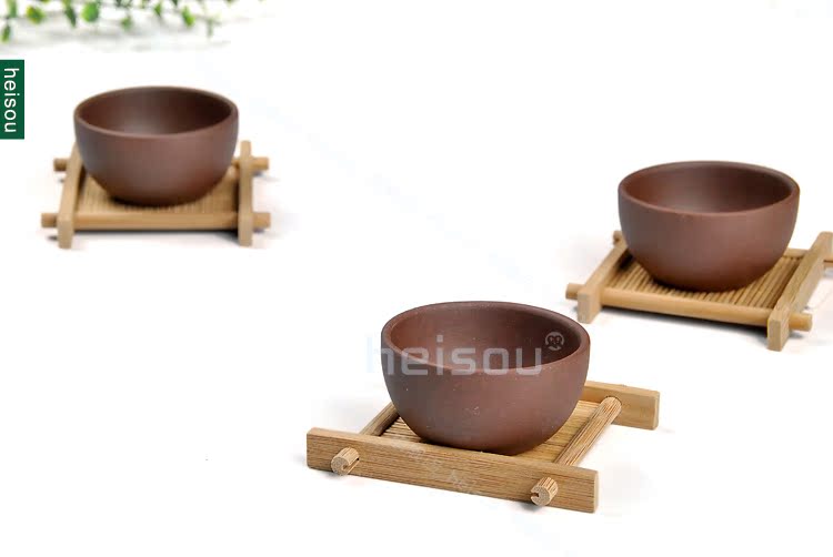 韩式井字竹制茶杯垫 田园风格 茶具配件单个