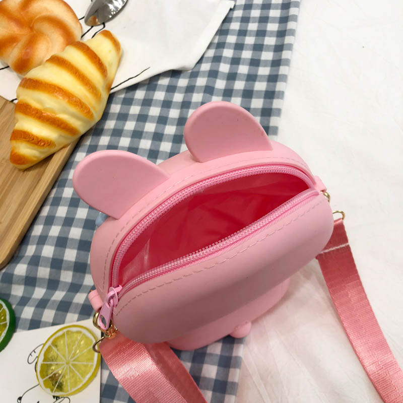 Cute Happy Rabbit Silicone Bag Cartoon Kid's Messenger Bag Girly and Fashion Mobile Phone Bag Parent-Child Chain Backpack Fashion