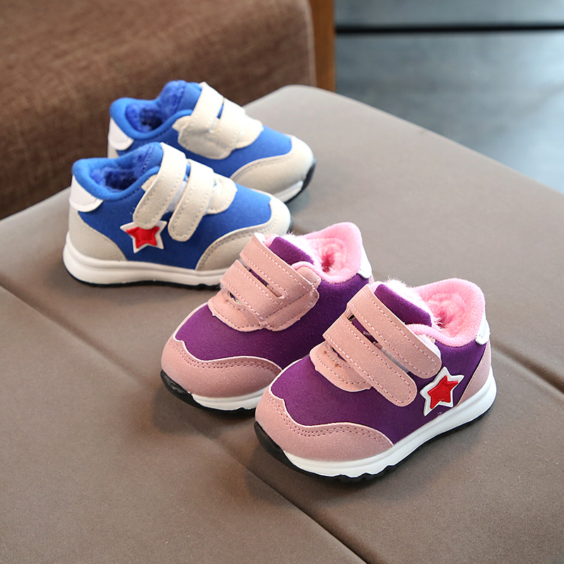 鼕季男童女寶寶棉鞋1-3歲嬰兒學步鞋加絨保暖小童運動鞋6-12個月