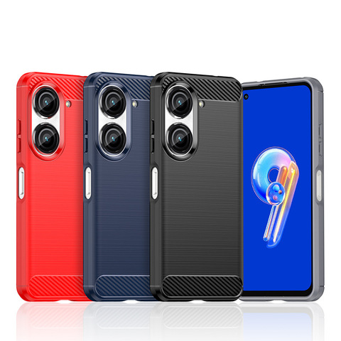 Zenfone 9 Minimal Creative Brushed Carbon Fiber Soft Phone Case