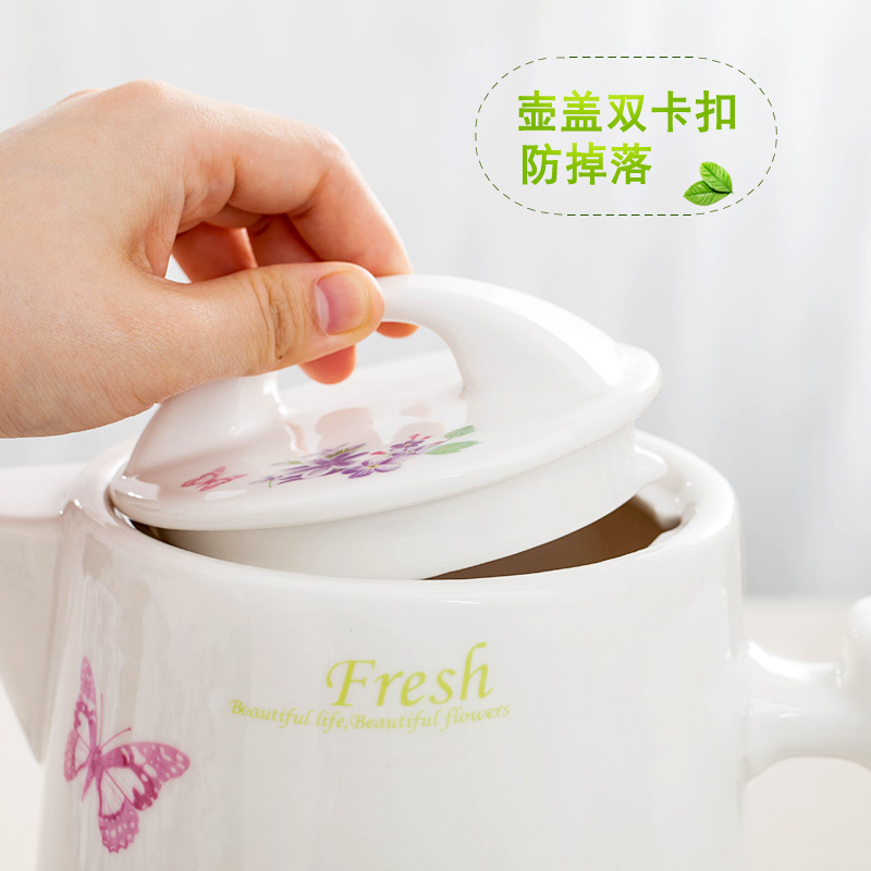 景德镇陶瓷冷茶壶 大号大容量 家用泡花茶壶 陶瓷单壶侧把凉水壶
