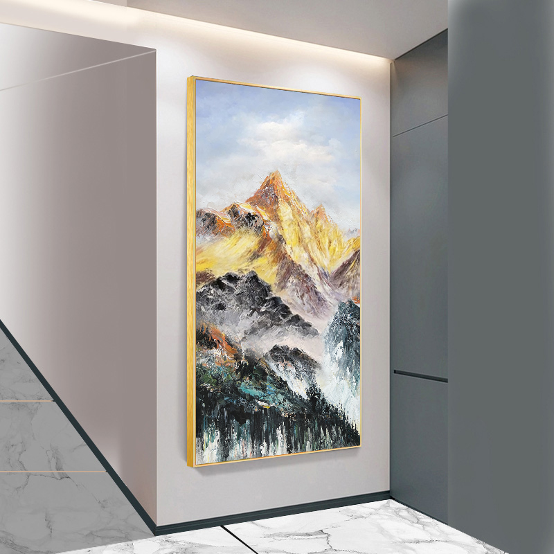 Handmade Painting Jinshan Stone Fortune Hallway Living Room Background Wall Decorative Painting New Chinese Paintings
