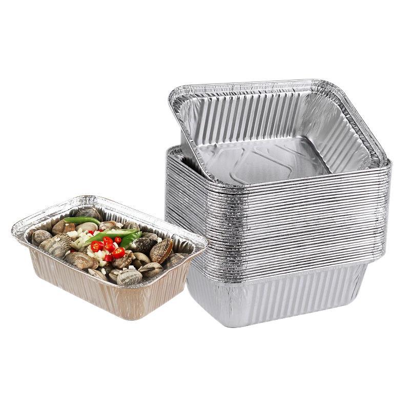 Tin Tray Oven Square Thickened Commercial Household Rectangular High Temperature Resistant Oil-Proof Outdoor Barbecue Foil Plate