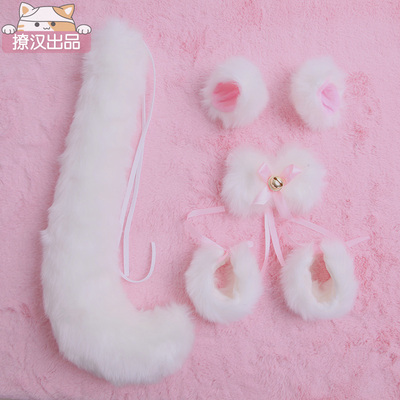 狐狸套装 系带大尾巴狐狸耳朵发夹 铃铛手环领结-淘宝网