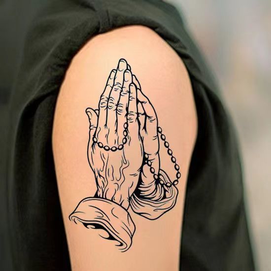 Praying Hands Buddha Hand Tattoo Sticker Herbal Semi-Permanent Tattoo Color Eye Totem Arm Simulation Tattoo Full Sticker