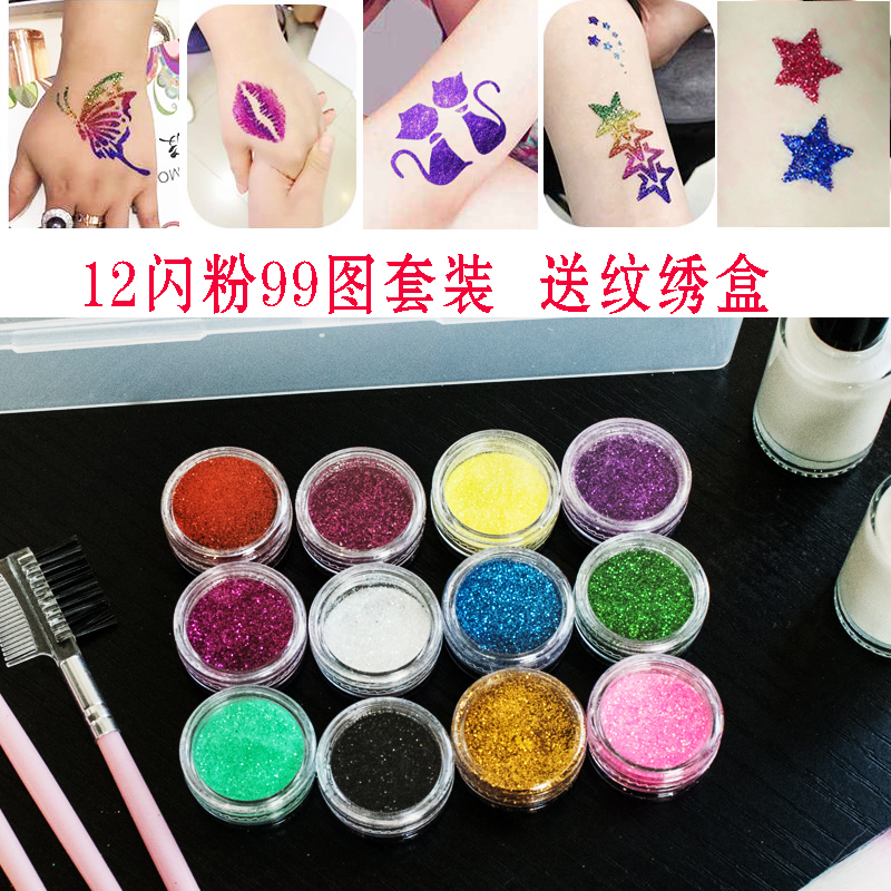 Diamond Glitter Small Tattoo Template for Tattoo Embroidery Finger English Letter Pattern Selection Album Hollow Template Book Set