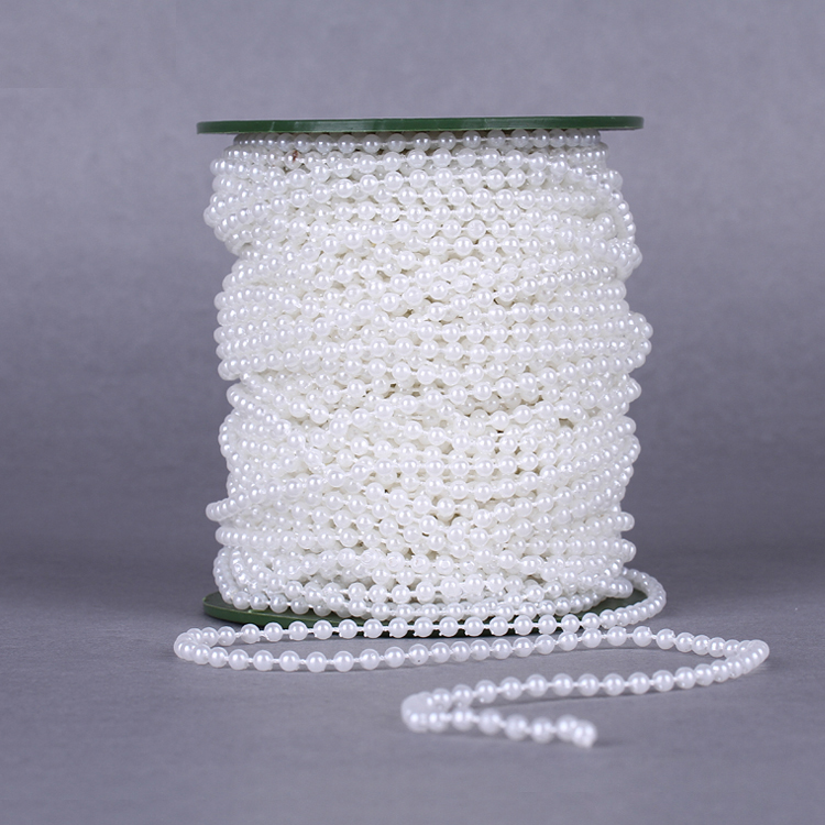 Spot High Quality Wired Pearl Ornament Accessories 4mm Bridal Bouquet Packaging Wired Pearl Chain 40 M Roll