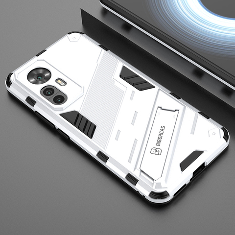 White — New Punk Armor Tough Shockproof Hybrid MagSafe Compatible Kickstand 12T, 12T Pro Phone Case