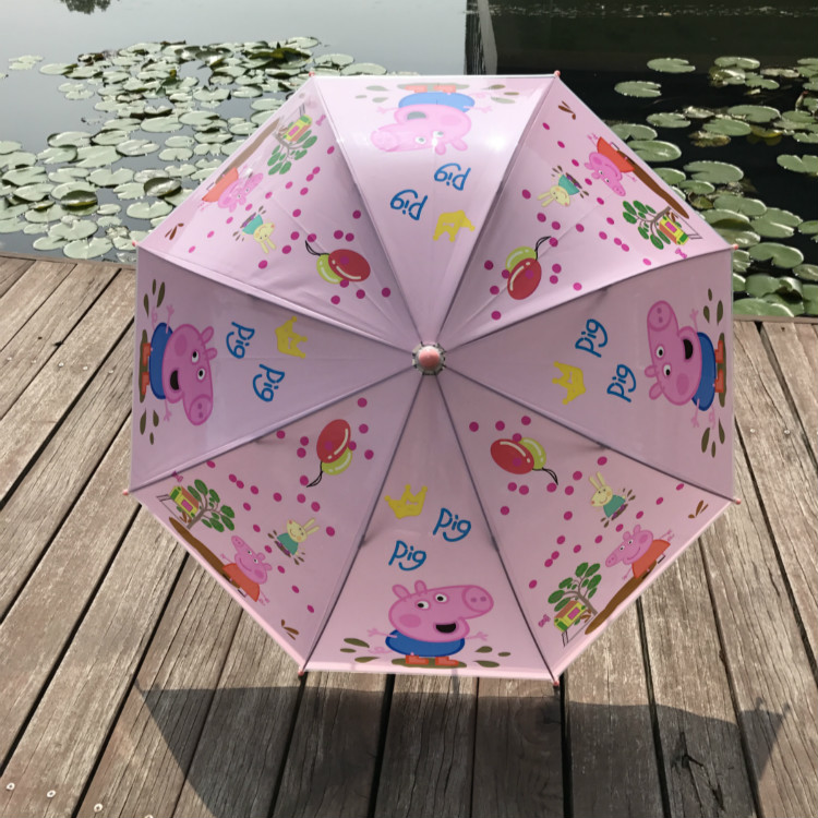 六一特惠新款幼兒園透明色小豬佩琪兒童雨傘男女童寶寶長柄傘