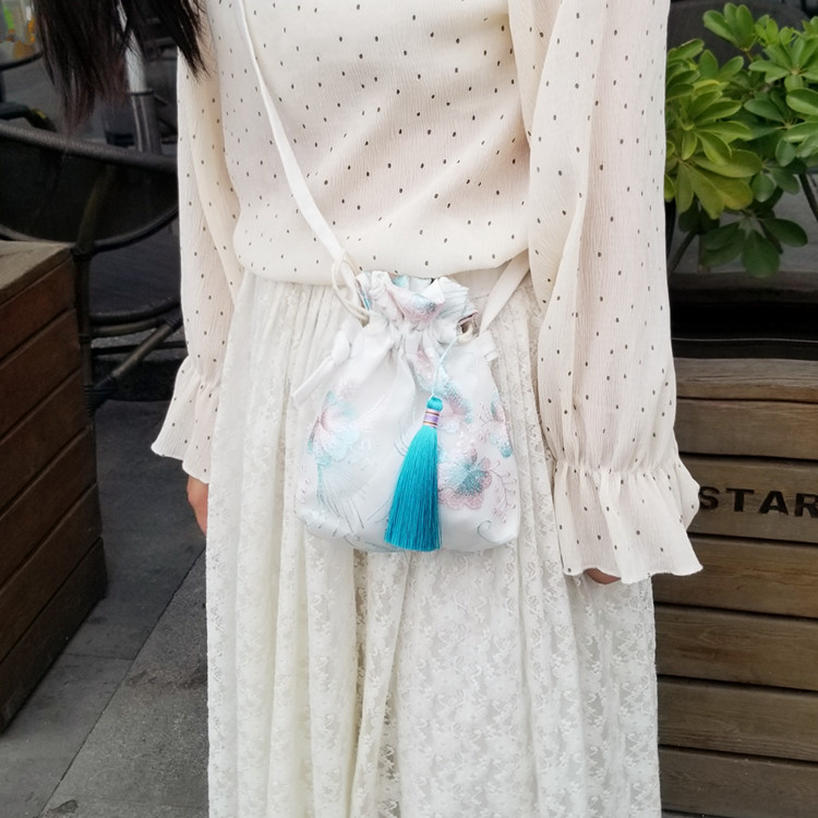 New Mori small bag ancient style Hanfu bag Chinese style fairy embroidered crossbody bag shoulder bag with costume cloth purse