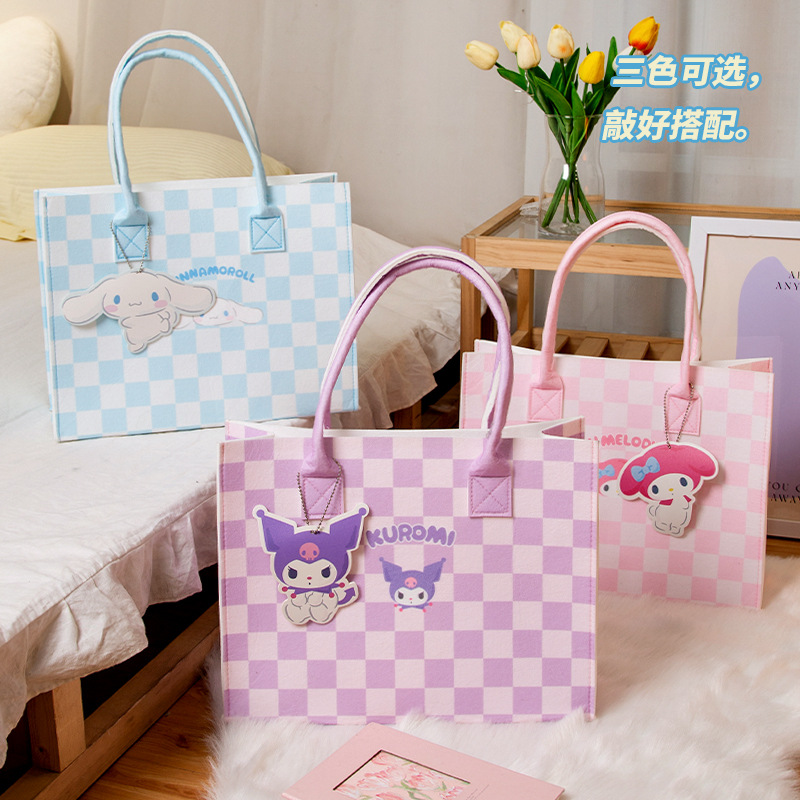 Sanrio Clow M Felt Bag Handbag Large Capacity Melody Cute Lunch Box Bag Cinnamoroll Babycinnamoroll Felt Bag Bag