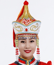 Монгольская женская шляпа Монгольский танец Головной убор Шляпа невесты Женская шляпа Монгольский головной убор