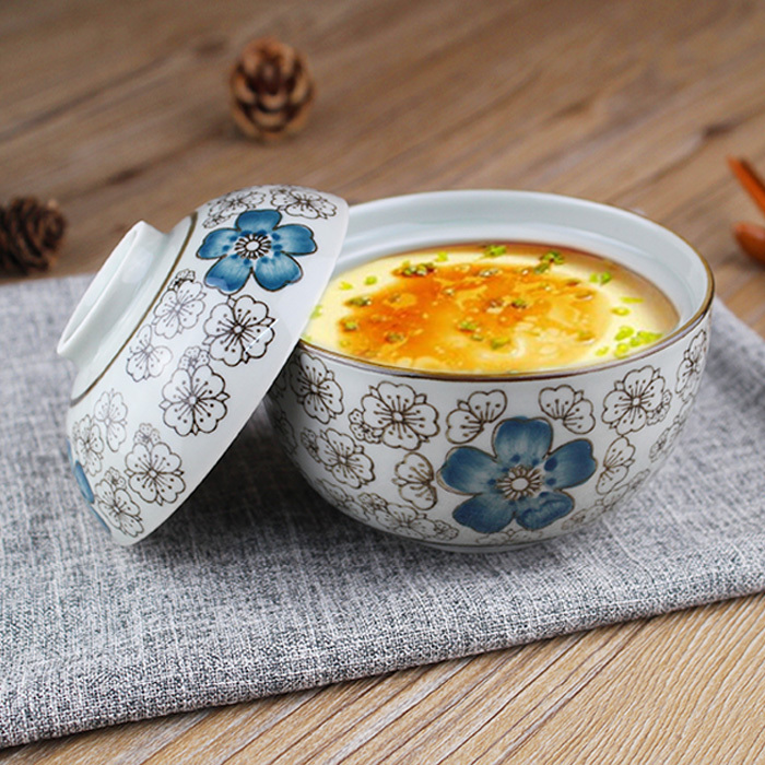 japanese style 4.5-inch porcelain gaiwan steamed egg bowl soup bowl slow cooker bowl small bowl