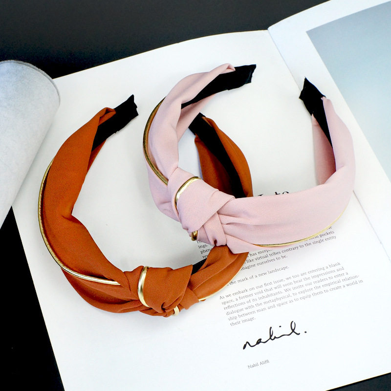 ที่คาดผม 韩版热卖文艺金边发箍双层宽边布艺发饰新款洗脸头箍简约百搭韩国  