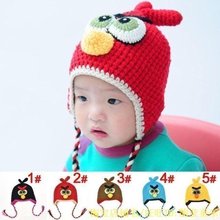 秋冬儿童帽子婴儿造型护耳帽子宝宝帽子手工帽毛线帽 愤怒的小鸟