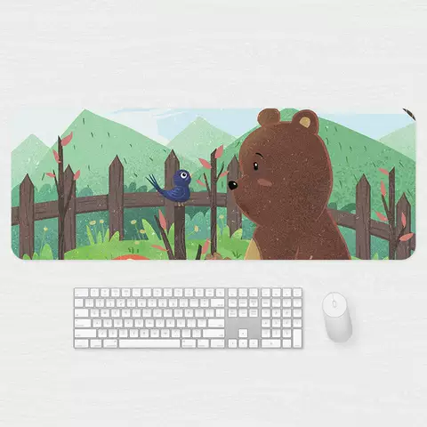 Arbor Day Tree Planting Cute Cartoon Bear – Children's Desktop Mousepad