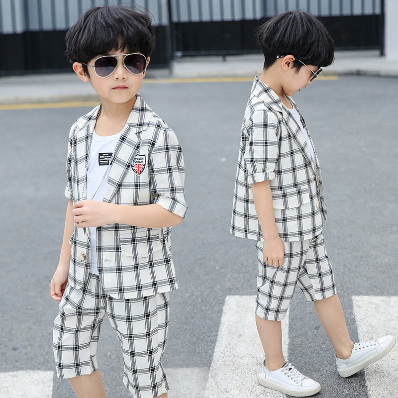 l'été de l'habillement des enfants d'ici à 2019 nouveau loisir à carreaux en fonction des garçons de trois-morceau version coréenne de slim enfants costumes l'été de l'habillement des enfants d'ici à 2019 nouveau loisir à carreaux en fonction des garçons de trois-morceau version coréenne de slim enfants costumes