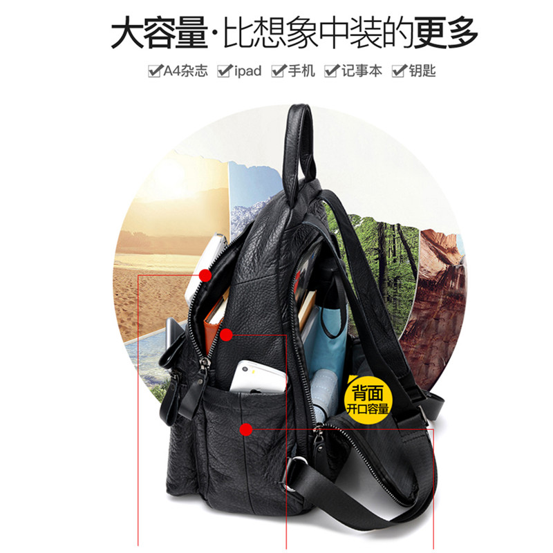anti-vol nouvelle mode en cuir véritable femme sac en cuir de vachette casual sac à bandoulière version coréenne de l'université de wave stream dames sac à dos de voyage anti-vol nouvelle mode en cuir véritable femme sac en cuir de vachette casual sac à bandoulière version coréenne de l'université de wave stream dames sac à dos de voyage