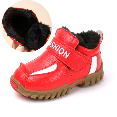 兒童皮鞋男童鼕季加絨女童短靴小童鞋子寶寶棉鞋1-2-3歲英倫軟底