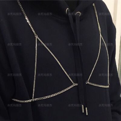 【限时包邮】原创设计定制土酷蹦迪百搭身体链外穿胸链bra不锈钢-淘宝网