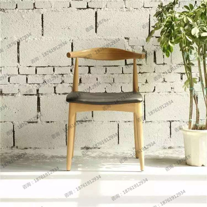 เก้าอี้ 铁艺美式咖啡厅餐椅仿实木甜品店奶茶店金属牛角椅简约火锅店桌椅  