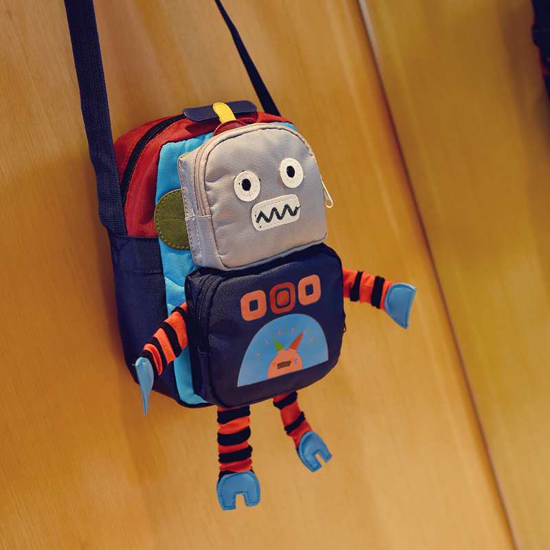 新款韓國男童斜挎包 兒童包包寶寶小挎包 潮機器人幼兒小背包單肩
